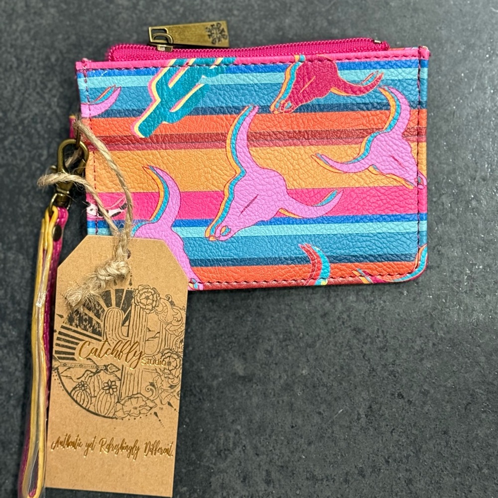 Catchfly Studio Serape Longhorn ID/Card Holder With Wristband